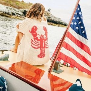 Anthropologie lobster 🦞 knit cardigan. Size L.